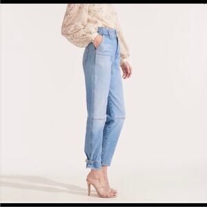 Veronica Beard Monika Extra High Waist Tapered Jean 25 Light Wash Ankle Pleated